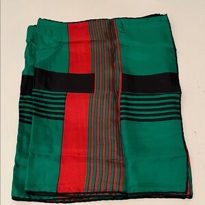 Vintage Echo Pan African geometric Green  black and Red Striped Scarf